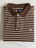Chaps Striped Polo - Size L Brown/White